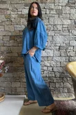 Loom & Thread Pin Tuck Blouse Washed Denim /40=
